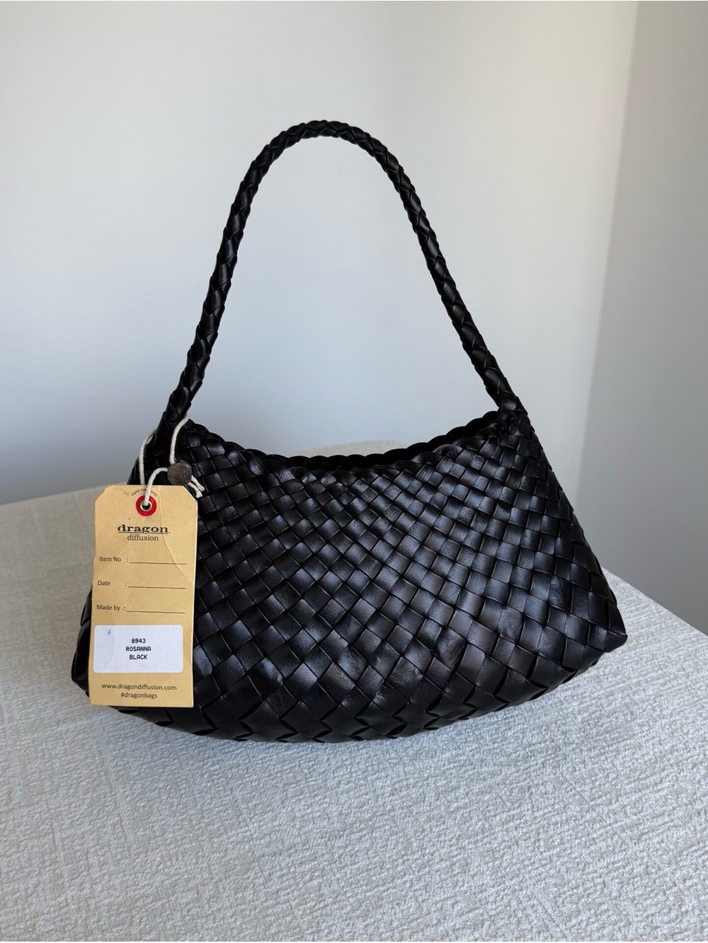 Dragon Diffusion Rosanna Black Woven Leather Shoulder Bag